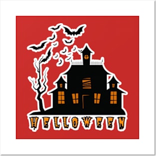 Halloween haunted house Posters and Art